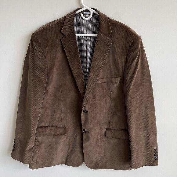 Saddlebred Brown Corduroy Blazer Jacket Sport Coat Mens 48R Preppy Holiday Party - Picture 1 of 16